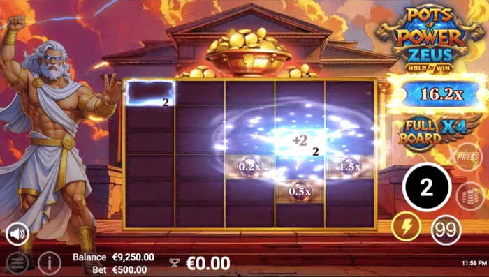 Pots of Power: Zeus - játék képernyő bónusz módban